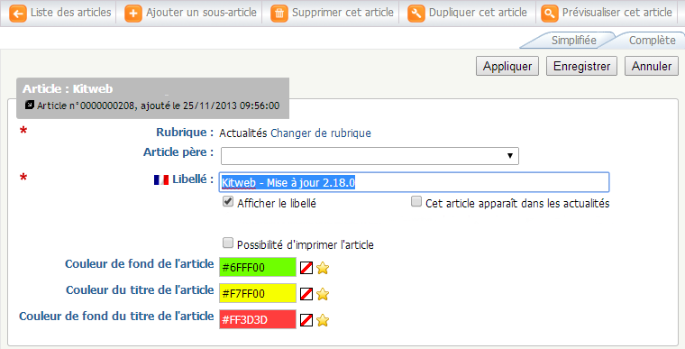 Kitweb - Mise à jour 2.18.0